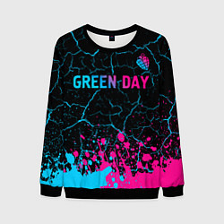 Мужской свитшот Green Day - neon gradient: символ сверху