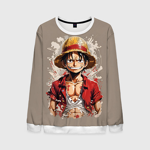 Мужской свитшот Монки Ди Руфи - One Piece / 3D-Белый – фото 1