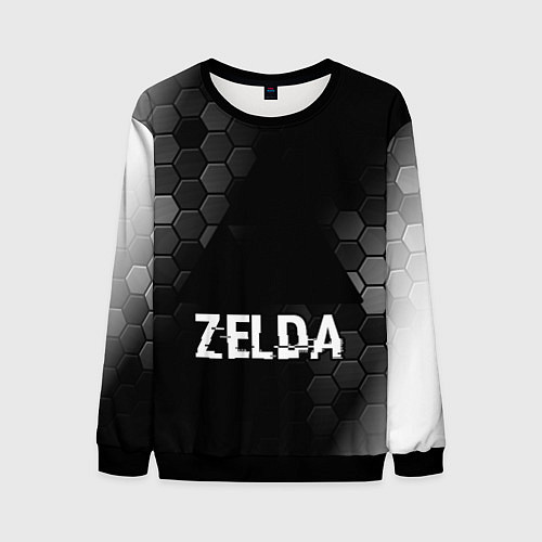 Мужской свитшот Zelda glitch на темном фоне / 3D-Черный – фото 1