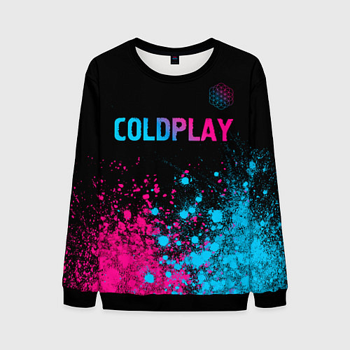 Мужской свитшот Coldplay - neon gradient: символ сверху / 3D-Черный – фото 1