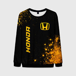Свитшот мужской Honda - gold gradient: надпись, символ, цвет: 3D-черный