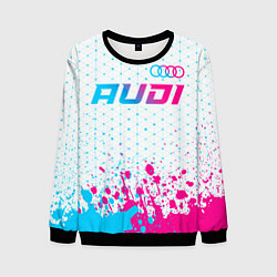 Свитшот мужской Audi neon gradient style: символ сверху, цвет: 3D-черный