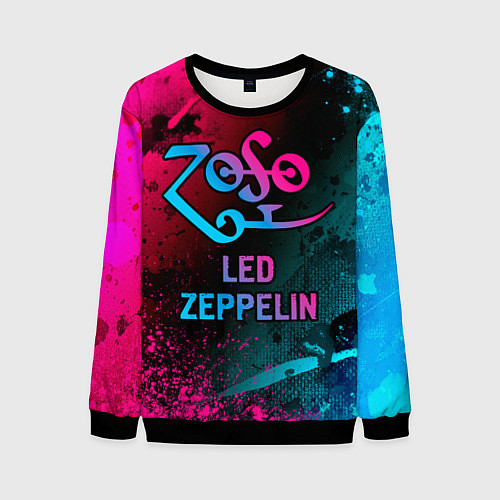 Мужской свитшот Led Zeppelin - neon gradient / 3D-Черный – фото 1