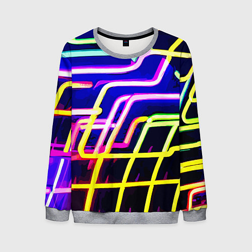 Мужской свитшот Авангардный неоновый паттерн / 3D-Меланж – фото 1
