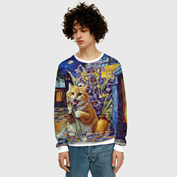 Свитшот мужской Толстый рыжий кот Ван Гога, цвет: 3D-белый — фото 2