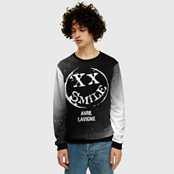 Свитшот мужской Avril Lavigne glitch на темном фоне, цвет: 3D-черный — фото 2