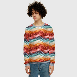 Свитшот мужской Разноцветные полосы текстура ткани, цвет: 3D-меланж — фото 2