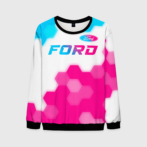 Мужской свитшот Ford neon gradient style посередине / 3D-Черный – фото 1