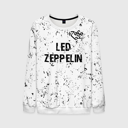 Мужской свитшот Led Zeppelin glitch на светлом фоне посередине / 3D-Белый – фото 1