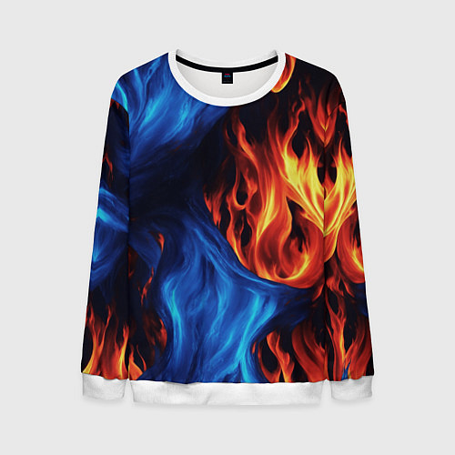 Мужской свитшот Огонь и вода как две стихии / 3D-Белый – фото 1