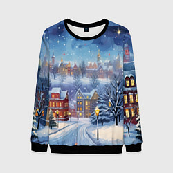 Свитшот мужской New year city, цвет: 3D-черный