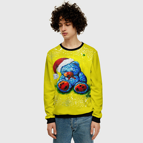 Мужской свитшот Плюшевый Санта Клаус / 3D-Черный – фото 3
