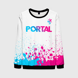 Свитшот мужской Portal neon gradient style посередине, цвет: 3D-черный