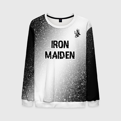 Мужской свитшот Iron Maiden glitch на светлом фоне посередине / 3D-Белый – фото 1