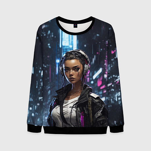 Мужской свитшот Смуглая девушка / 3D-Черный – фото 1