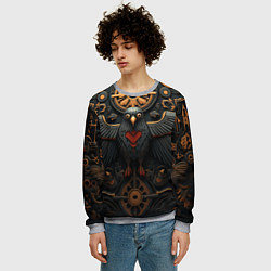 Свитшот мужской Ворон в славянском стиле, цвет: 3D-меланж — фото 2