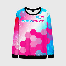 Свитшот мужской Chevrolet neon gradient style посередине, цвет: 3D-черный