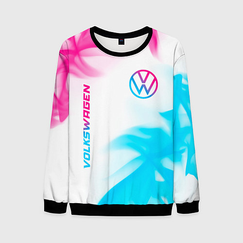 Мужской свитшот Volkswagen neon gradient style вертикально / 3D-Черный – фото 1