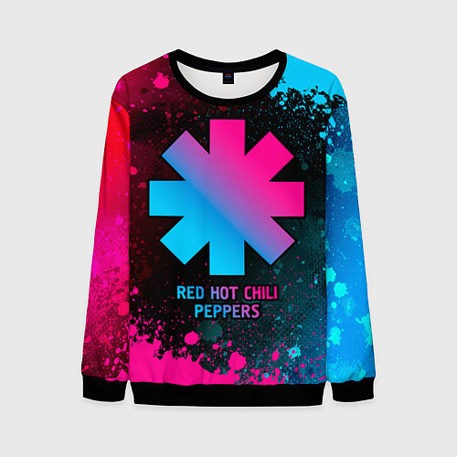 Мужской свитшот Red Hot Chili Peppers - neon gradient / 3D-Черный – фото 1