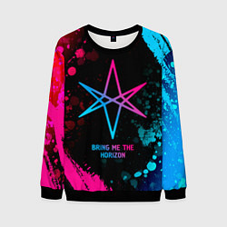 Свитшот мужской Bring Me the Horizon - neon gradient, цвет: 3D-черный