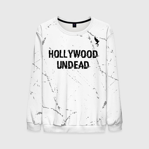 Мужской свитшот Hollywood Undead glitch на светлом фоне посередине / 3D-Белый – фото 1