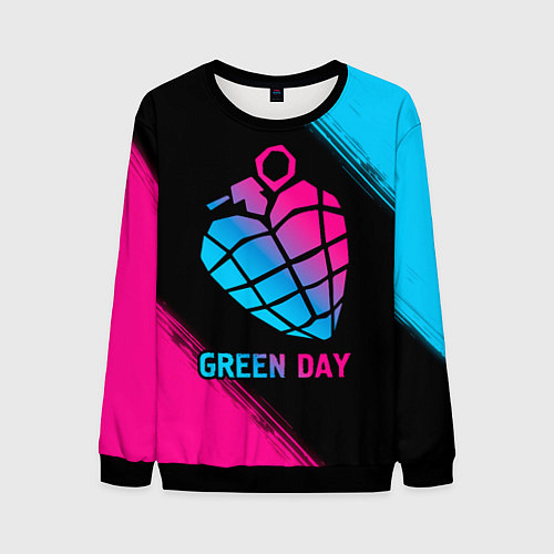 Мужской свитшот Green Day - neon gradient / 3D-Черный – фото 1