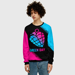 Свитшот мужской Green Day - neon gradient, цвет: 3D-черный — фото 2