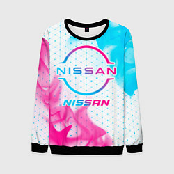 Свитшот мужской Nissan neon gradient style, цвет: 3D-черный