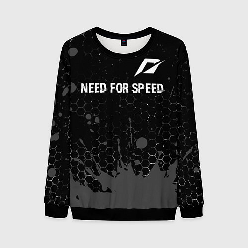 Мужской свитшот Need for Speed glitch на темном фоне посередине / 3D-Черный – фото 1