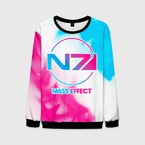 Мужской свитшот Mass Effect neon gradient style / 3D-Черный – фото 1