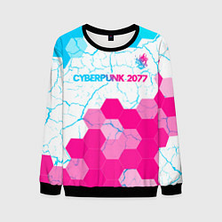 Свитшот мужской Cyberpunk 2077 neon gradient style посередине, цвет: 3D-черный