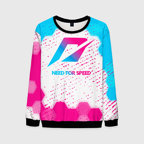 Мужской свитшот Need for Speed neon gradient style / 3D-Черный – фото 1