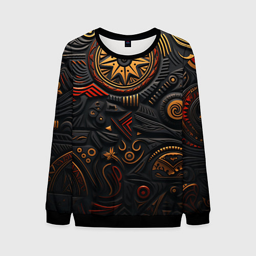 Мужской свитшот Абстрактный узор в славянской стилистике / 3D-Черный – фото 1
