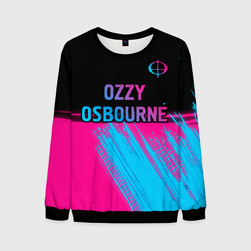 Мужской свитшот Ozzy Osbourne - neon gradient посередине / 3D-Черный – фото 1