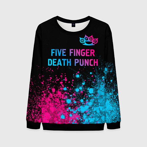 Мужской свитшот Five Finger Death Punch - neon gradient посередине / 3D-Черный – фото 1