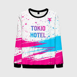 Свитшот мужской Tokio Hotel neon gradient style посередине, цвет: 3D-черный