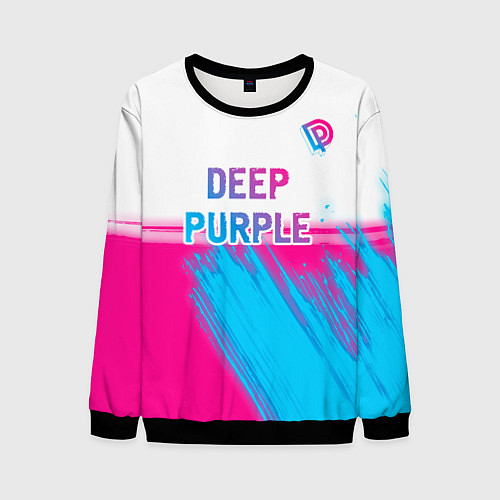 Мужской свитшот Deep Purple neon gradient style посередине / 3D-Черный – фото 1