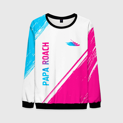 Мужской свитшот Papa Roach neon gradient style вертикально / 3D-Черный – фото 1