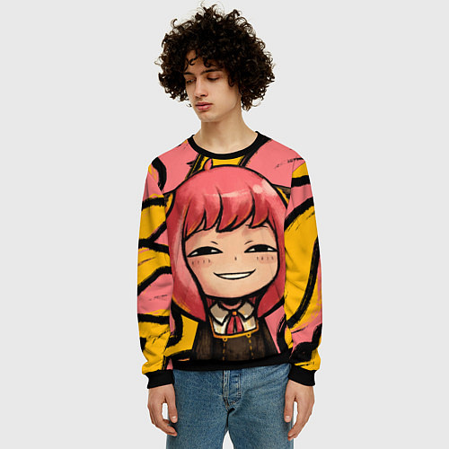 Мужской свитшот Аня Форджер лицо / 3D-Черный – фото 3