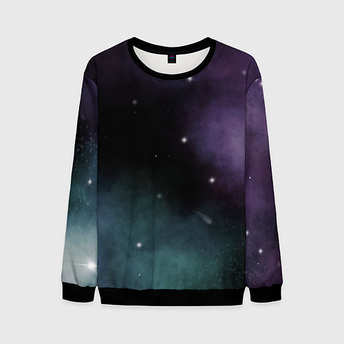 Мужской свитшот Космос и звезды на темном фоне / 3D-Черный – фото 1