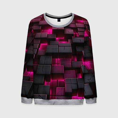Мужской свитшот Фиолетовые и черные камни / 3D-Меланж – фото 1