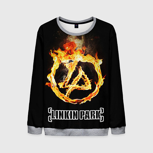 Мужской свитшот Linkin Park - fire logo / 3D-Меланж – фото 1