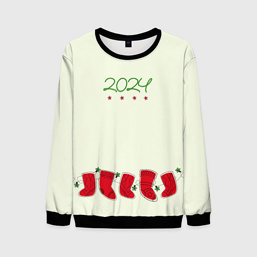 Мужской свитшот Рождественские носки / 3D-Черный – фото 1