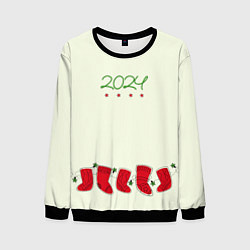 Свитшот мужской Рождественские носки, цвет: 3D-черный