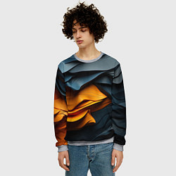 Свитшот мужской Темная текстура с желтой вставкой, цвет: 3D-меланж — фото 2