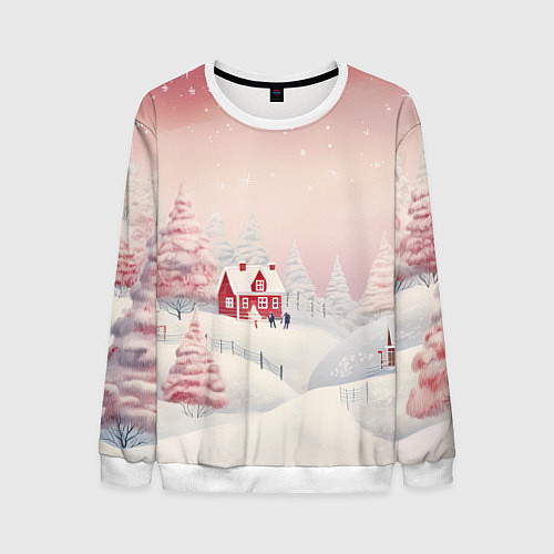 Мужской свитшот Снежное сияние ночи / 3D-Белый – фото 1