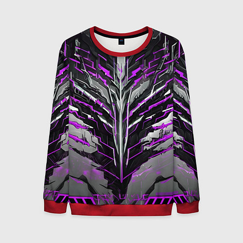 Мужской свитшот Киберпанк доспех фиолетовый / 3D-Красный – фото 1