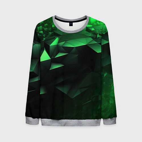 Мужской свитшот Видение зеленого в абстракции / 3D-Меланж – фото 1