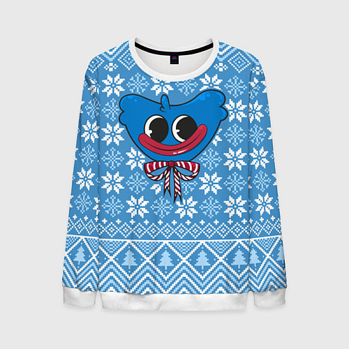 Мужской свитшот Huggy Wuggy christmas sweater / 3D-Белый – фото 1