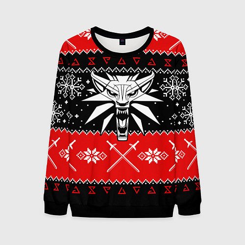 Мужской свитшот The Witcher christmas sweater / 3D-Черный – фото 1